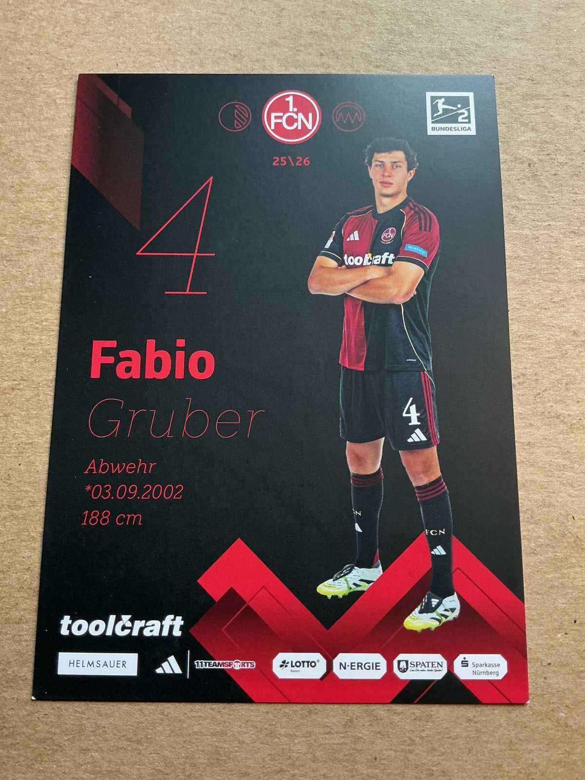 Fabio Gruber, Germany 🇩🇪 1.FC Nürnberg 2025/26 hand signed - Autographs-World