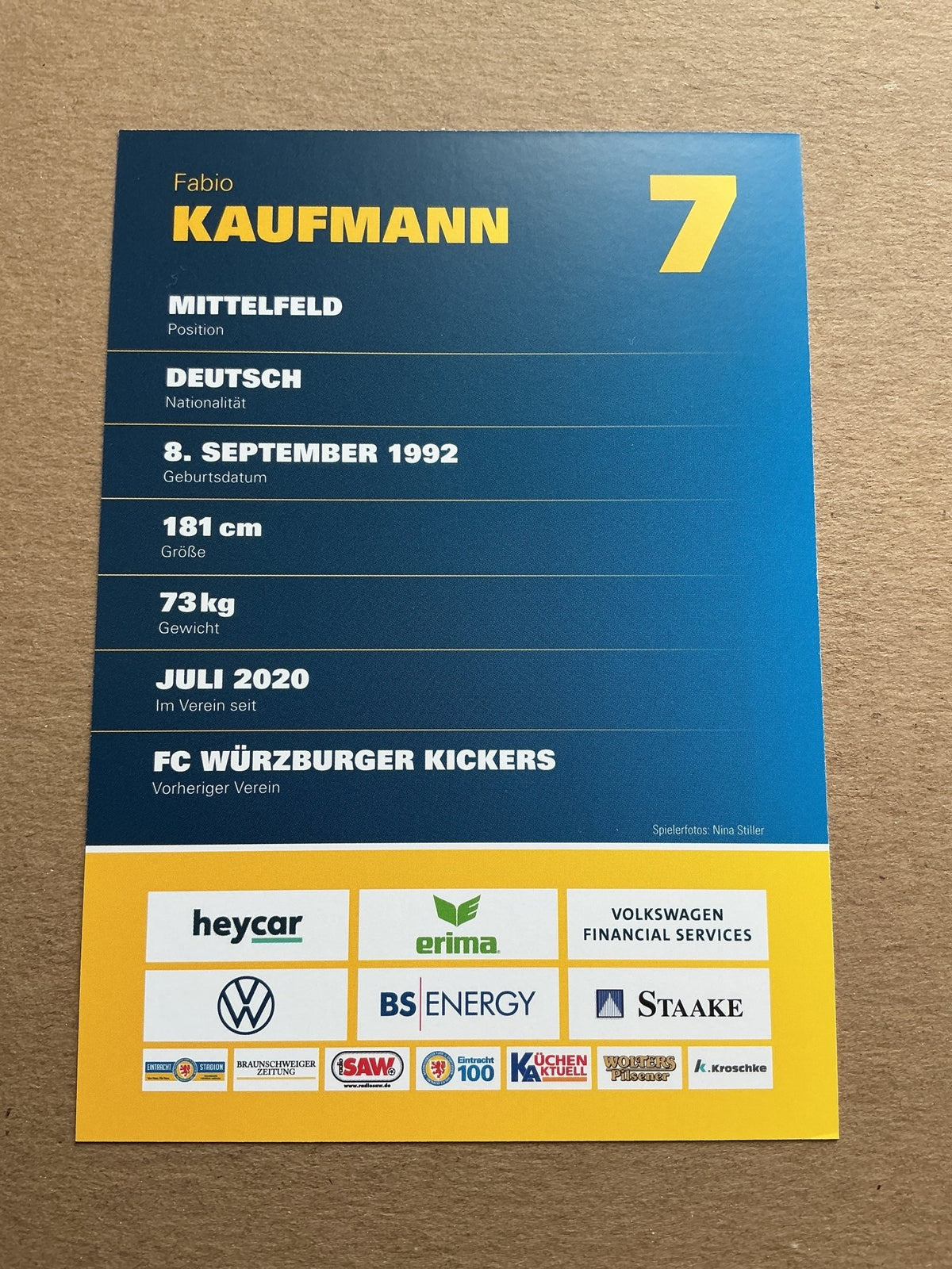 Fabio Kaufmann, Germany 🇩🇪 Eintracht Braunschweig 2020/21 hand signed - Autographs-World