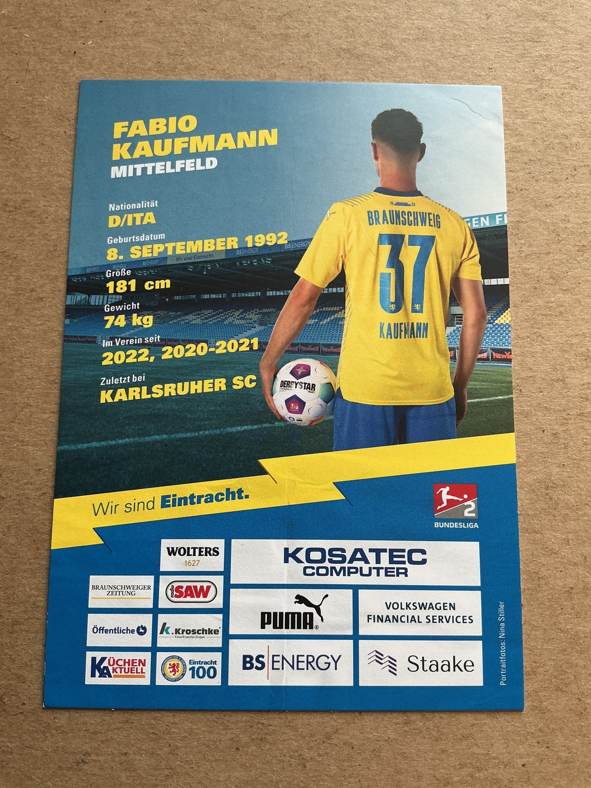 Fabio Kaufmann, Germany 🇩🇪 Eintracht Braunschweig 2023/24 hand signed - Autographs-World