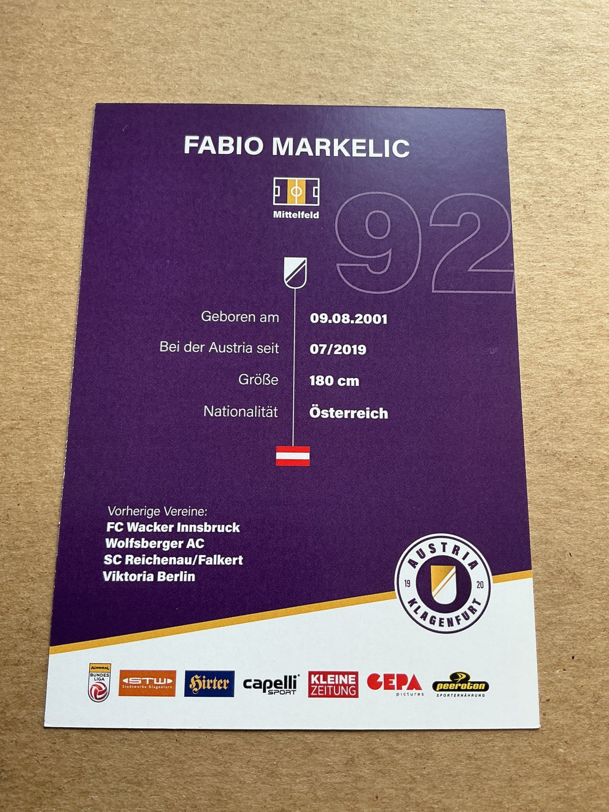 Fabio Markelic, Austria 🇦🇹 Austria Klagenfurt 2023/24 hand signed - Autographs-World