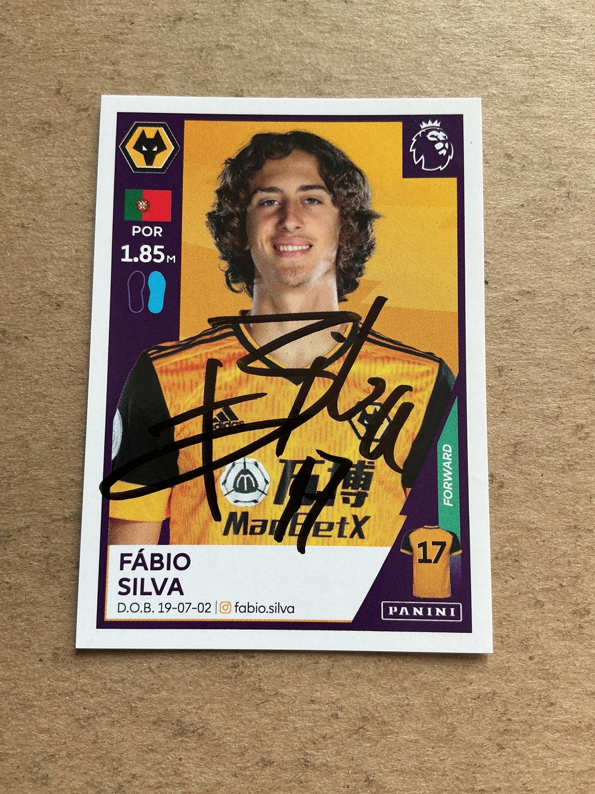 Fábio Silva, Portugal 🇵🇹 Wolverhampton Wanderers 2021 Panini hand signed - Autographs-World
