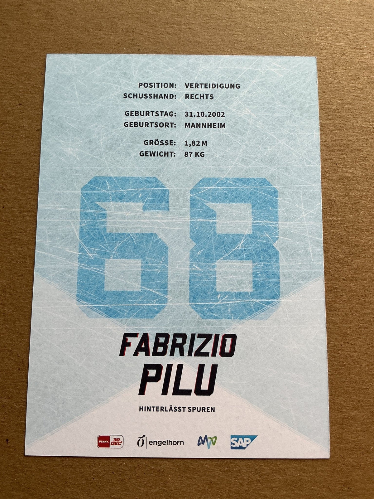 Fabrizio Pilu, Germany 🇩🇪 Adler Mannheim 2023/24 hand signed - Autographs-World