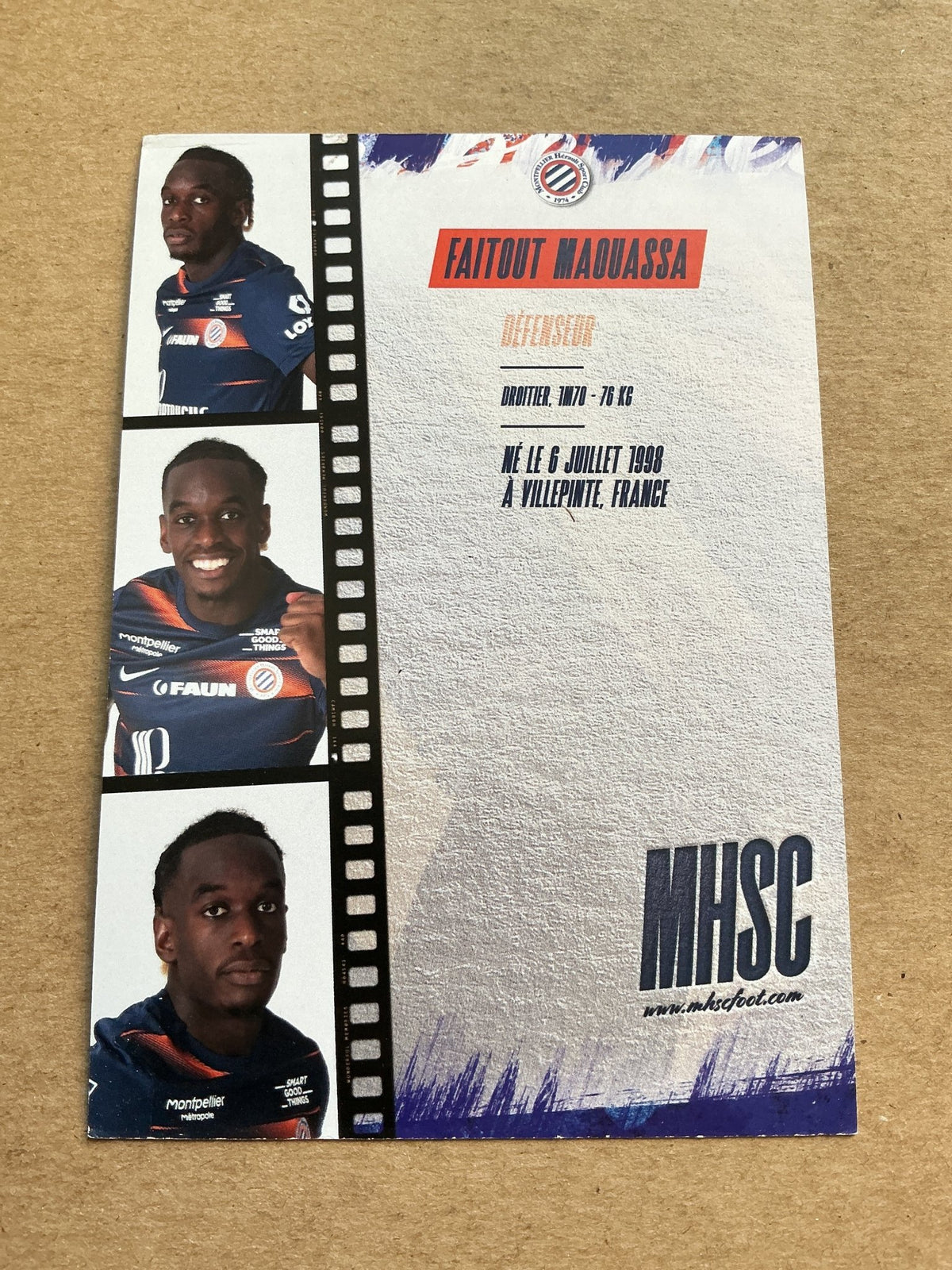 Faitout Maouassa, France 🇫🇷 Montpellier HSC 2022/23 hand signed - Autographs-World