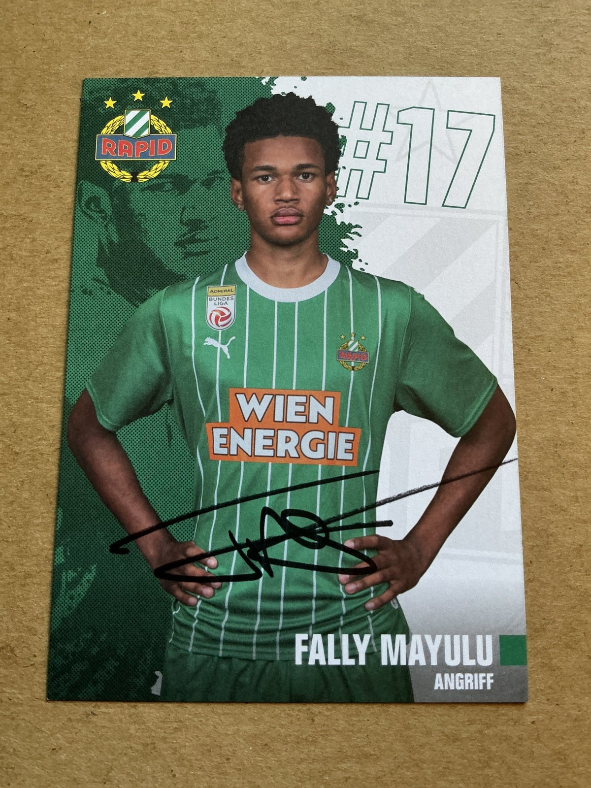 Fally Mayulu, France 🇫🇷 SK Rapid Wien 2023/24 hand signed - Autographs-World