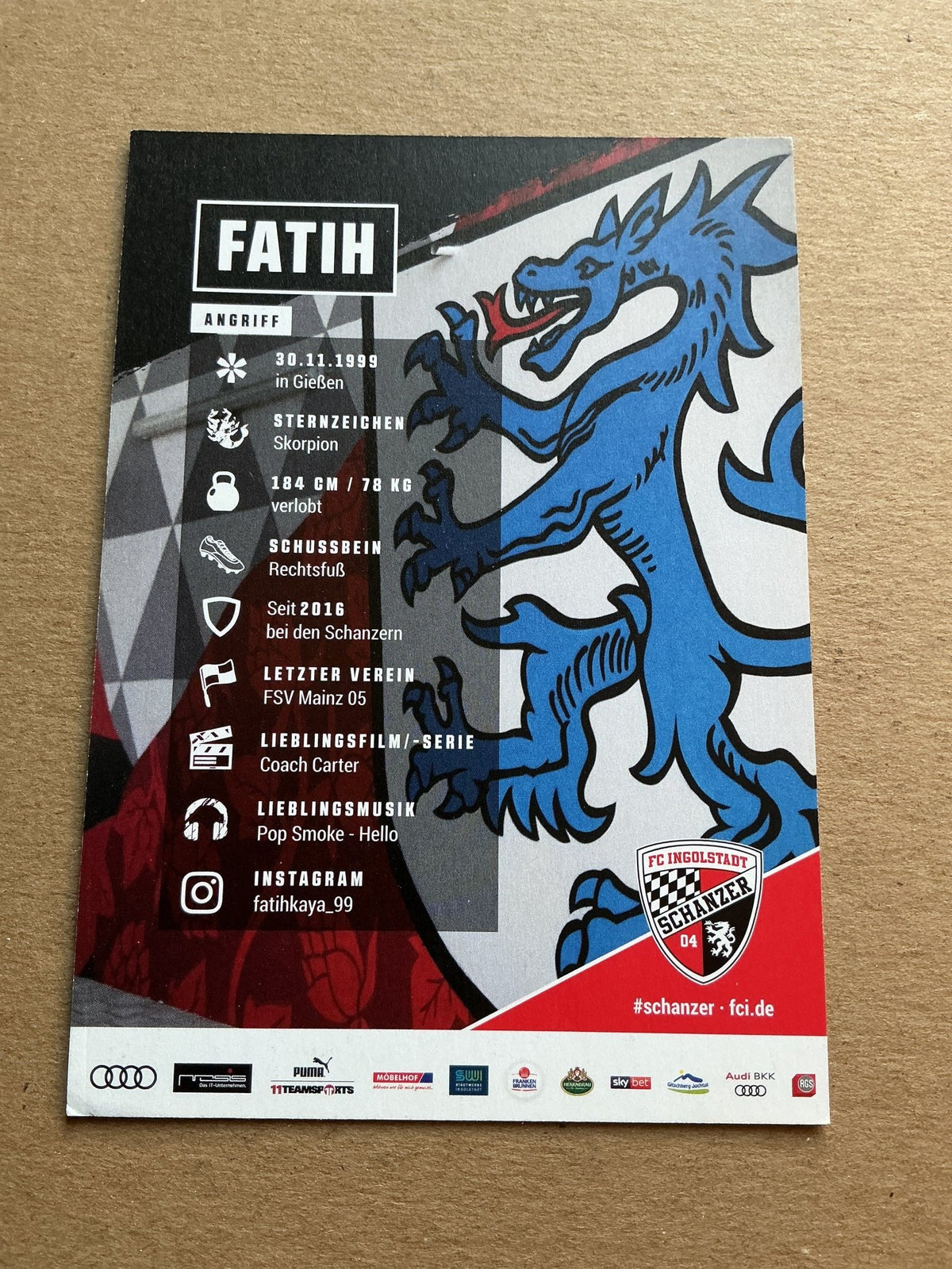 Fatih Kaya, Germany 🇩🇪 FC Ingolstadt 04 2020/21 hand signed - Autographs-World