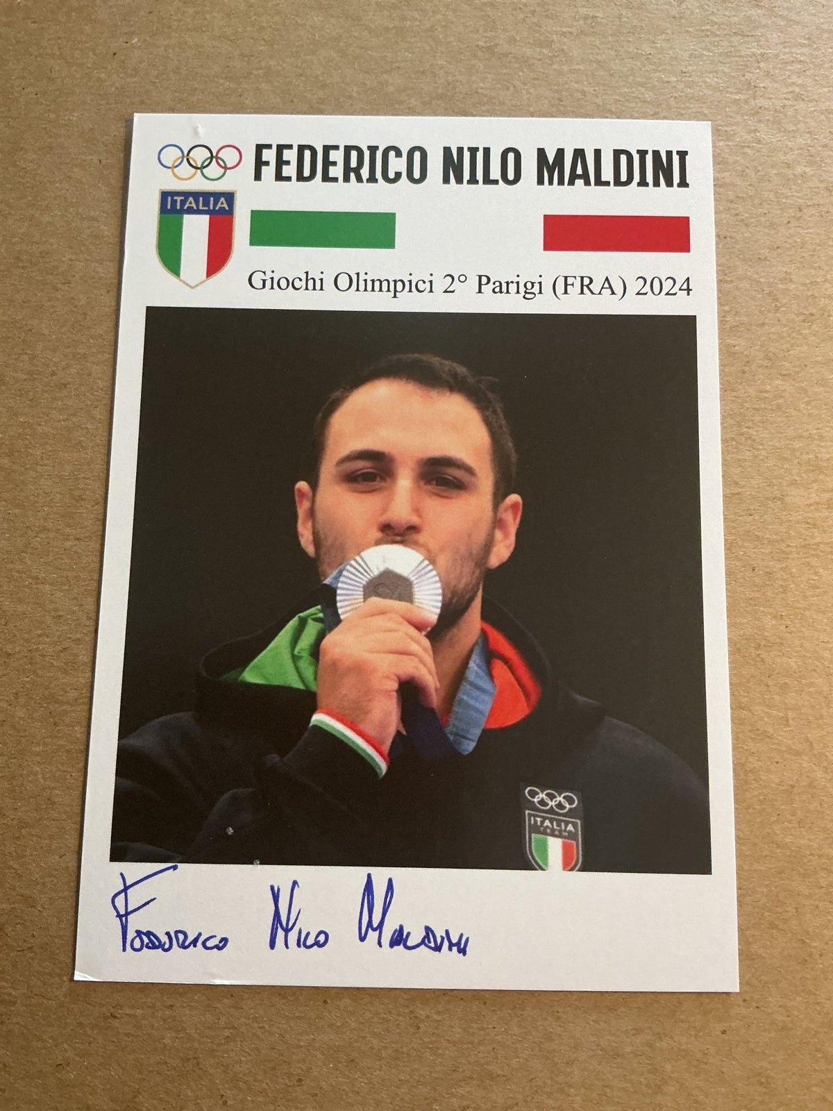 Federico Nilo Maldini, Italy 🇮🇹 Shooting Summer Olympics 2024 hand signed - Autographs-World