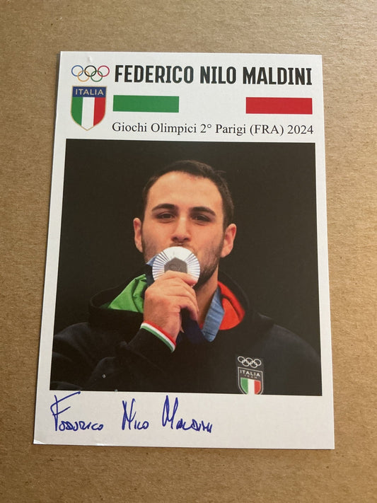 Federico Nilo Maldini, Italy 🇮🇹 Shooting Summer Olympics 2024 hand signed - Autographs-World