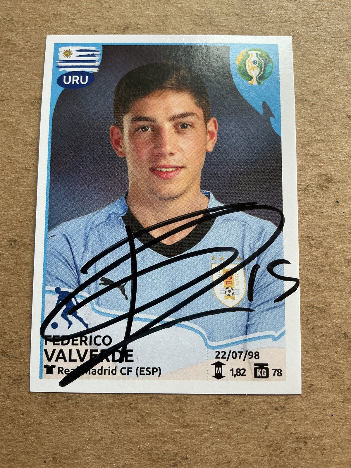 Federico Valverde, Uruguay 🇺🇾 Copa America 2019 Panini hand signed - Autographs-World