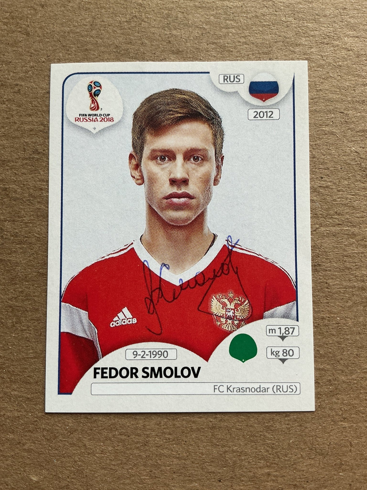 Fedor Smolov, Russia 🇷🇺 FIFA World Cup 2018 Panini hand signed - Autographs-World
