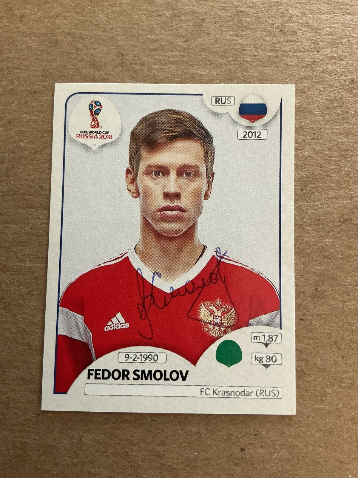 Fedor Smolov, Russia 🇷🇺 FIFA World Cup 2018 Panini hand signed - Autographs-World