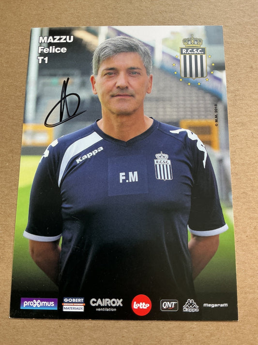 Felice Mazzu, Belgium 🇧🇪 Sporting Charleroi 2018/19 hand signed - Autographs-World