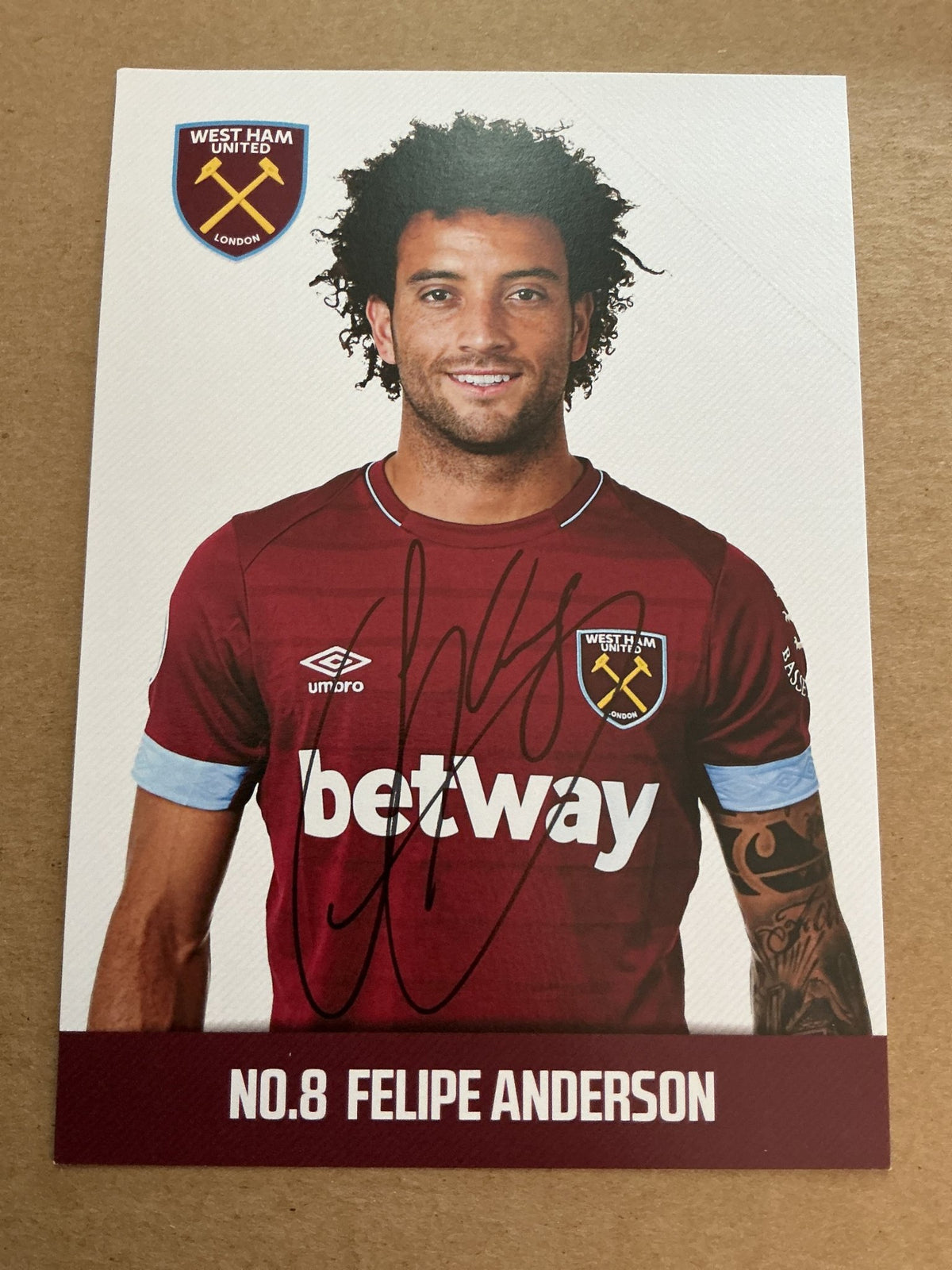 Felipe Anderson, Brazil 🇧🇷 West Ham United 2018/19 hand signed - Autographs-World