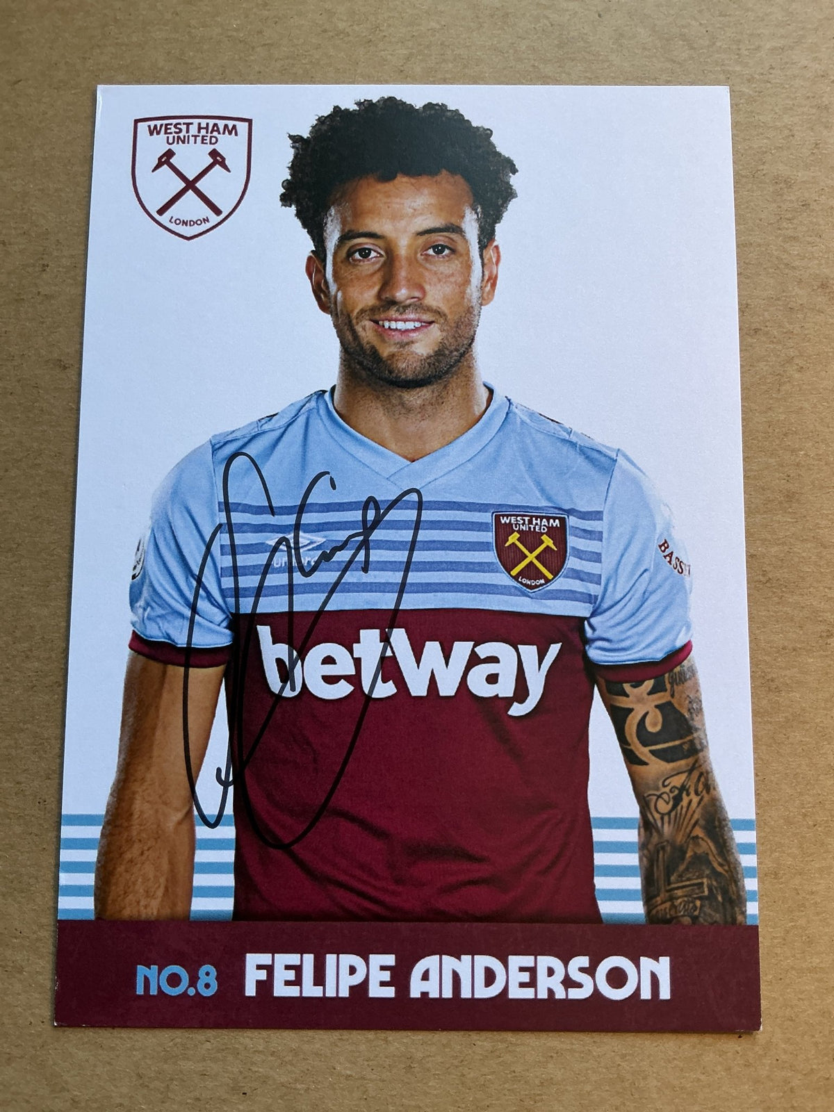 Felipe Anderson, Brazil 🇧🇷 West Ham United 2019/20 hand signed - Autographs-World