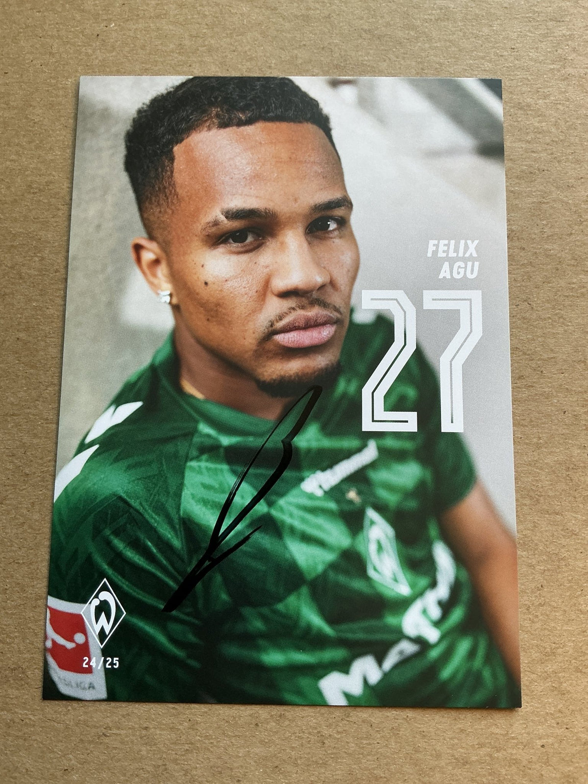 Felix Agu, Germany 🇩🇪 SV Werder Bremen 2024/25 hand signed - Autographs-World