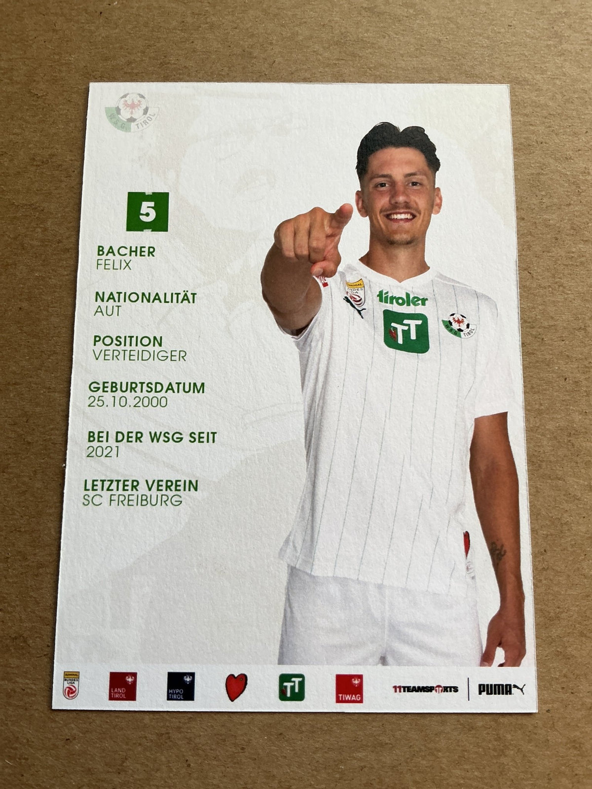 Felix Bacher, Austria 🇦🇹 WSG Tirol 2023/24 hand signed - Autographs-World