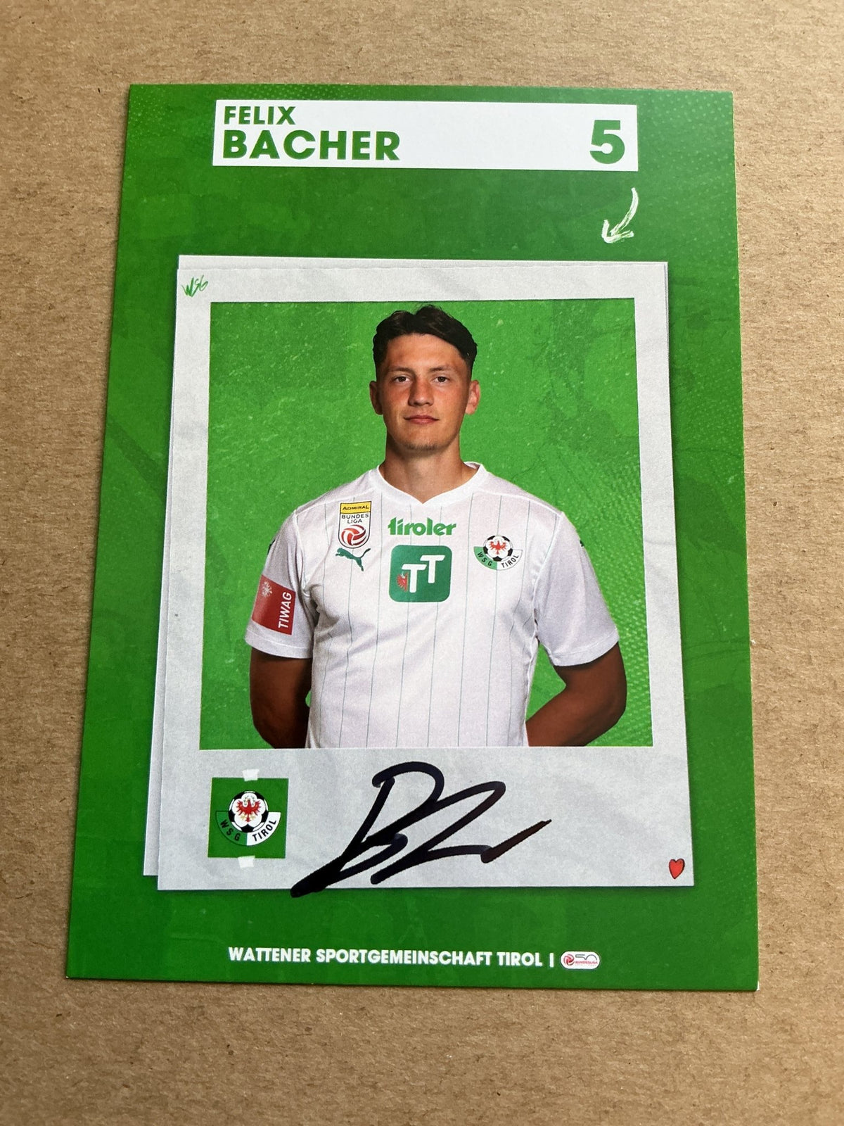 Felix Bacher, Austria 🇦🇹 WSG Tirol 2023/24 hand signed - Autographs-World