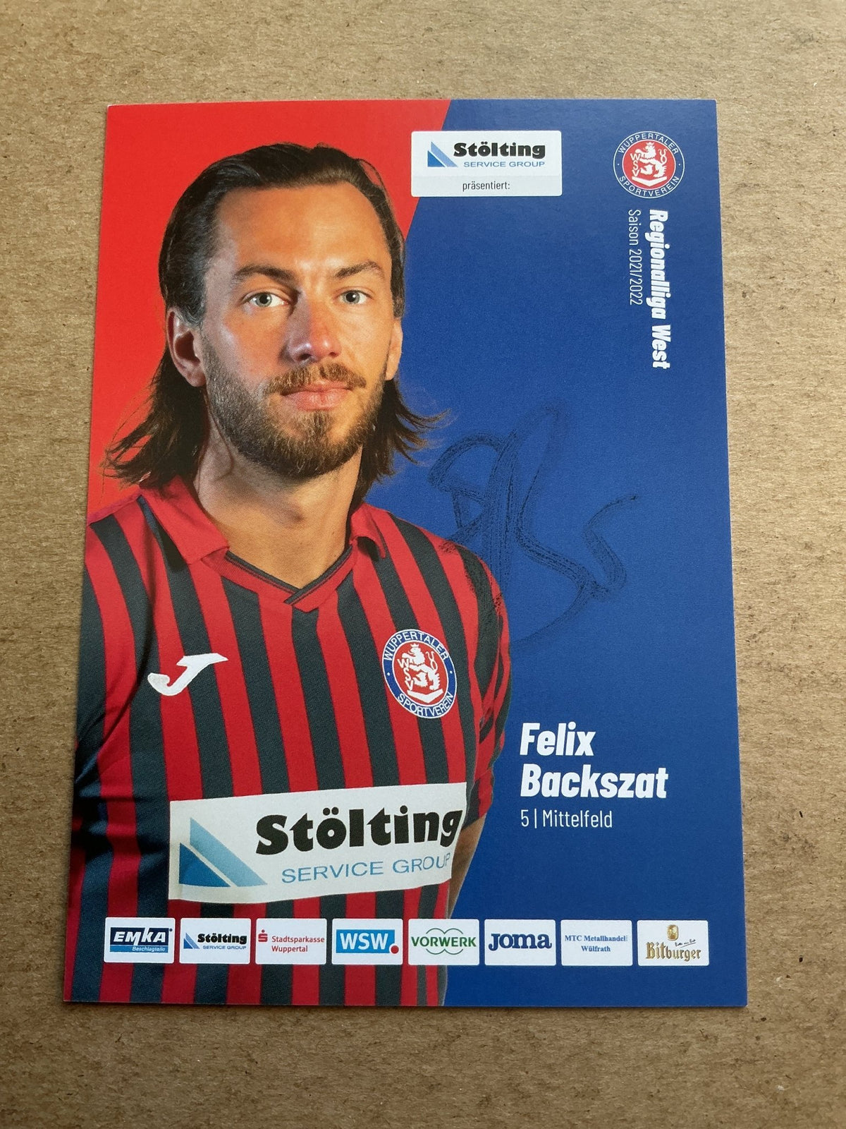 Felix Backszat, Germany 🇩🇪 Wuppertaler SV 2021/22 hand signed - Autographs-World