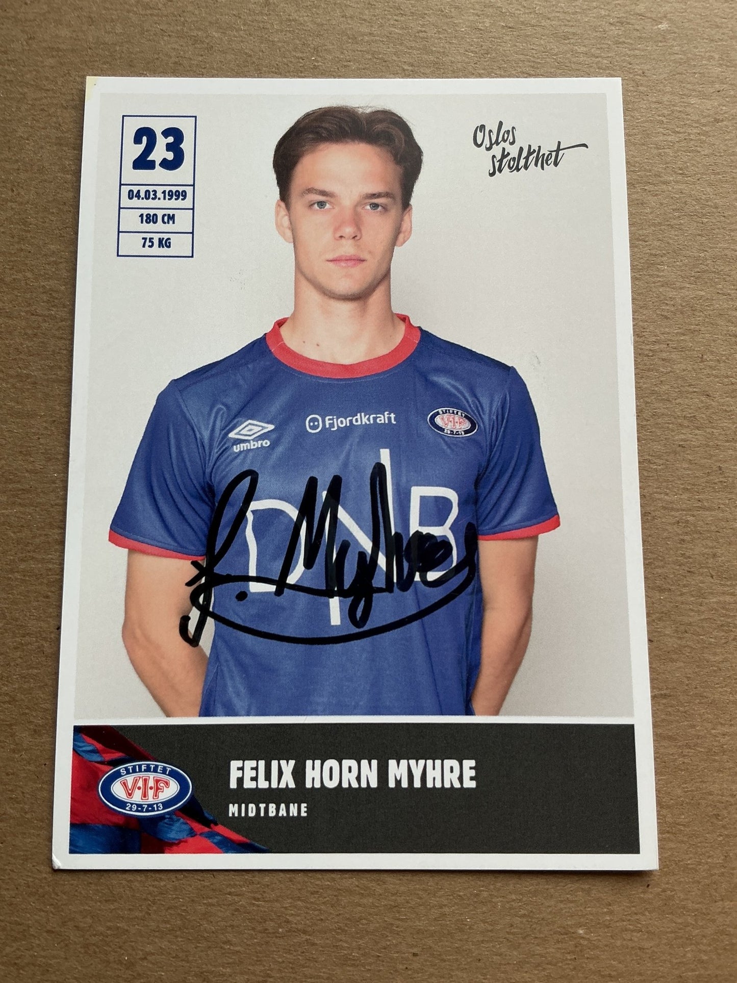 Felix Horn Myhre, Norway 🇳🇴 Vålerenga IF 2019/20 hand signed - Autographs-World