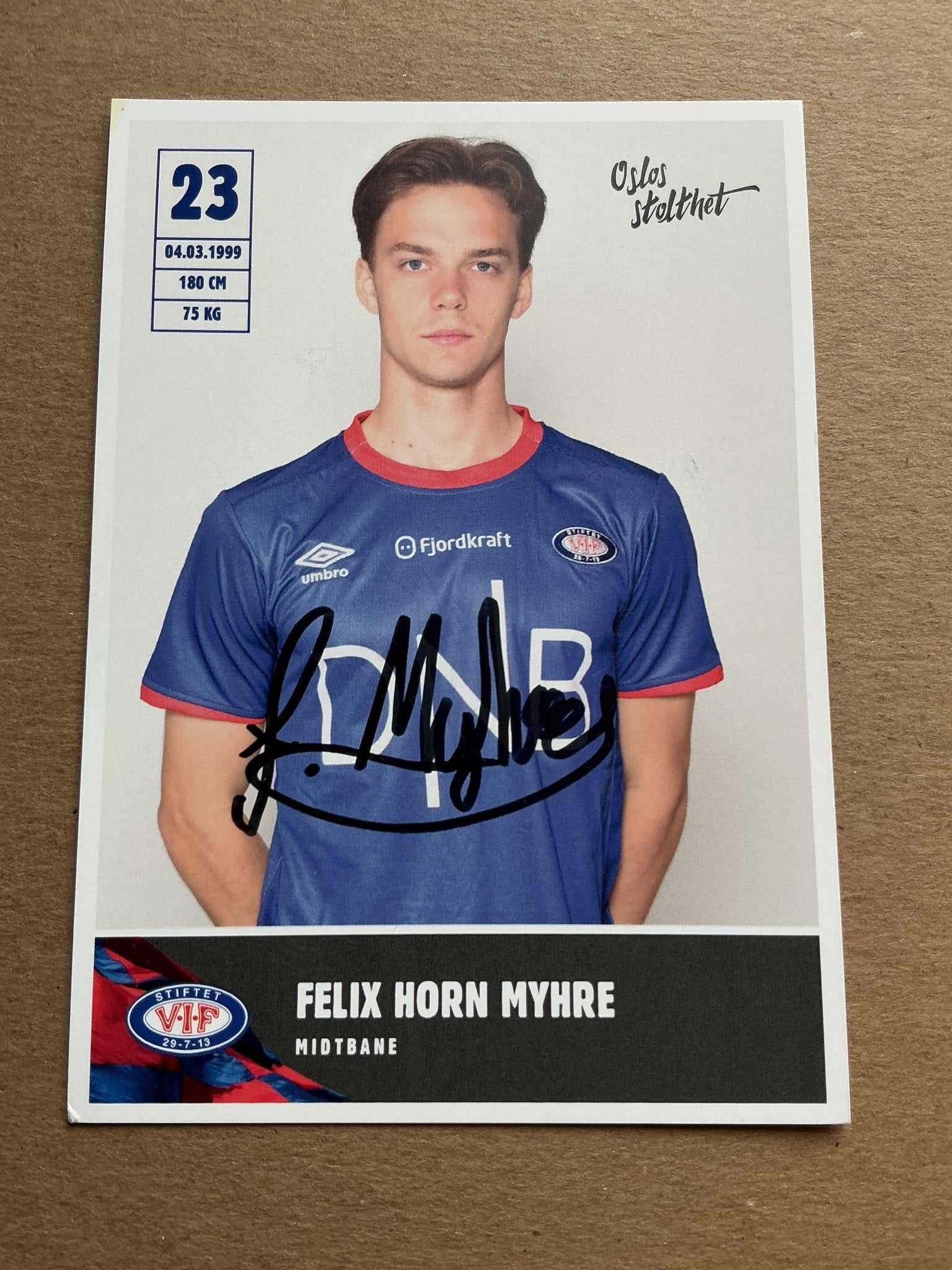 Felix Horn Myhre, Norway 🇳🇴 Vålerenga IF 2019/20 hand signed - Autographs-World