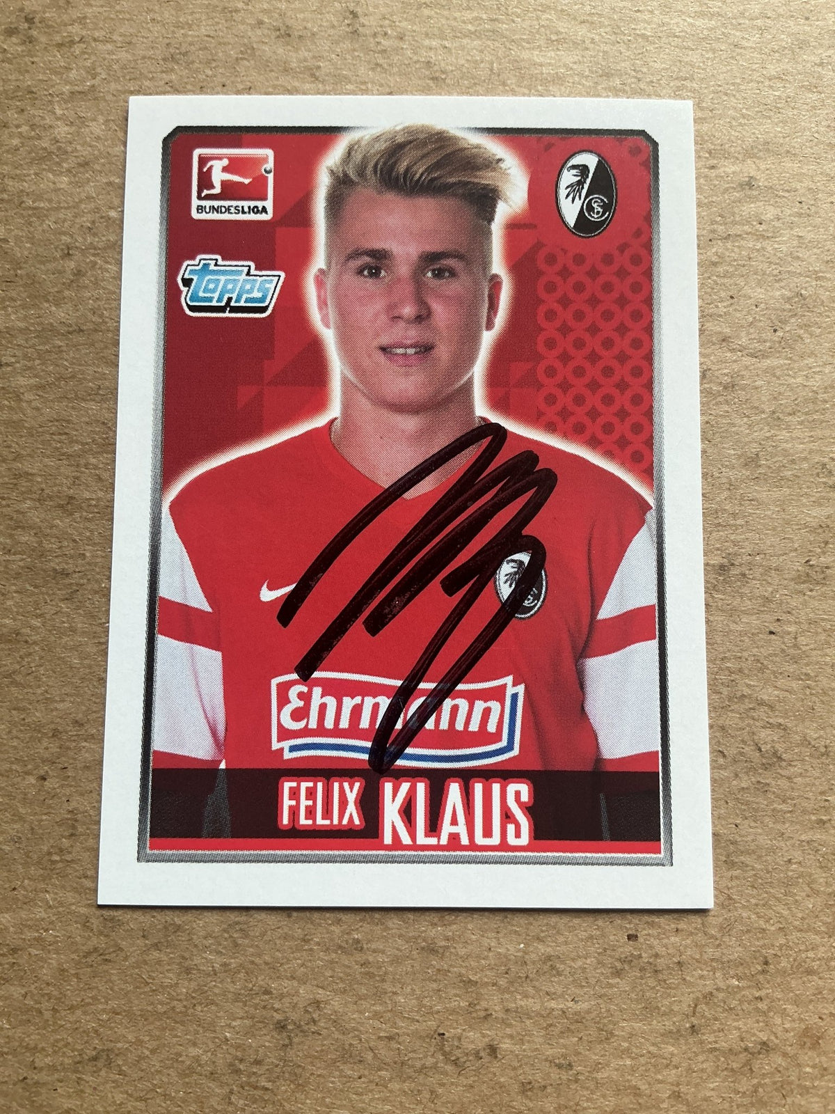 Felix Klaus, Germany 🇩🇪 SC Freiburg 2014/15 Topps hand signed - Autographs-World
