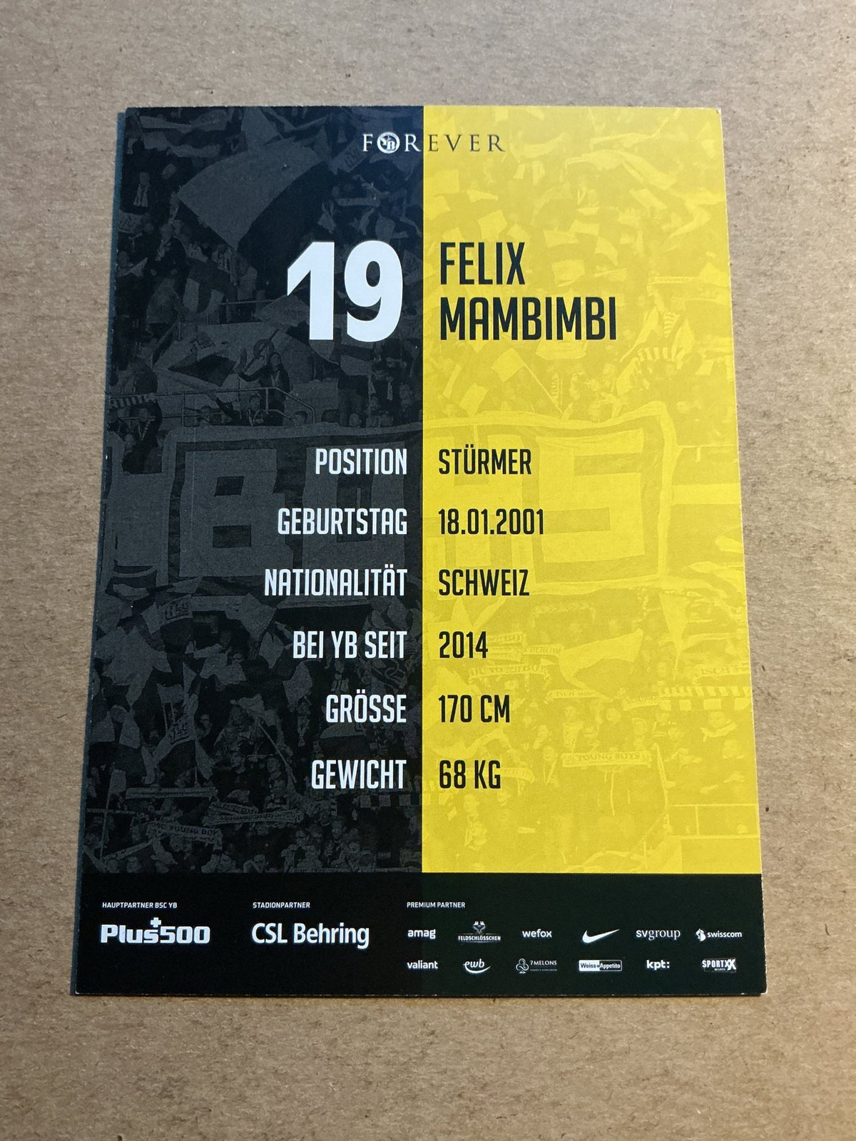 Felix Mambimbi, Switzerland 🇨🇭 BSC Young Boys 2021/22 hand signed - Autographs-World