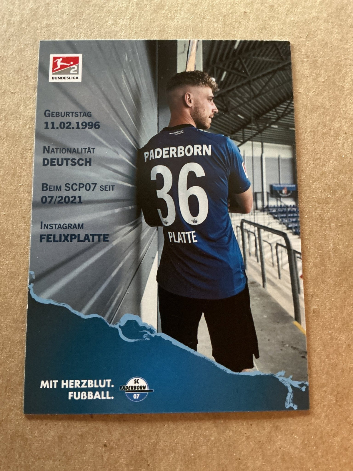 Felix Platte, Germany 🇩🇪 SC Paderborn 2021/22 hand signed - Autographs-World