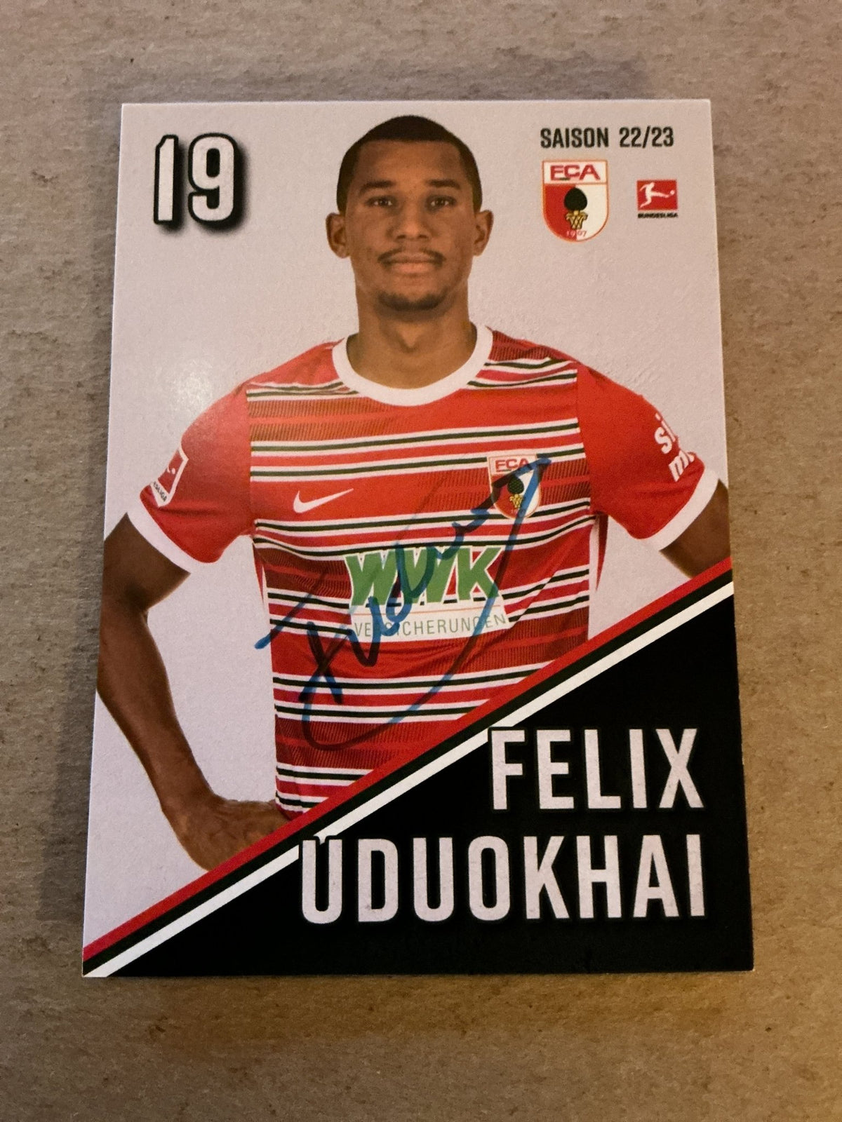 Felix Uduokhai, Germany 🇩🇪 FC Augsburg 2022/23 hand signed - Autographs-World