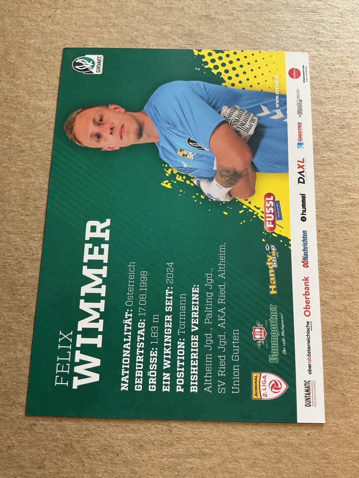 Felix Wimmer, Austria 🇦🇹 SV Ried 2024/25 hand signed - Autographs-World