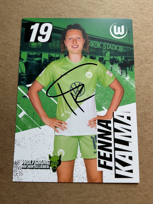 Fenna Kalma, Netherlands 🇳🇱 VfL Wolfsburg 2023/24 hand signed - Autographs-World
