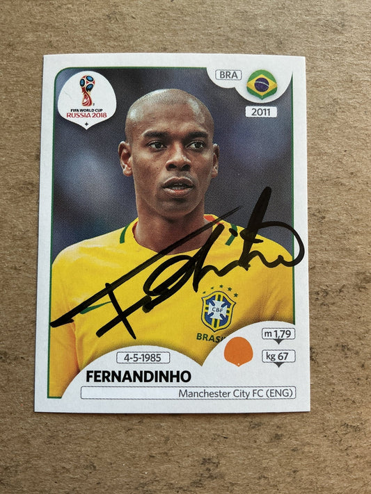 Fernandinho, Brazil 🇧🇷 FIFA World Cup 2018 Panini hand signed - Autographs-World