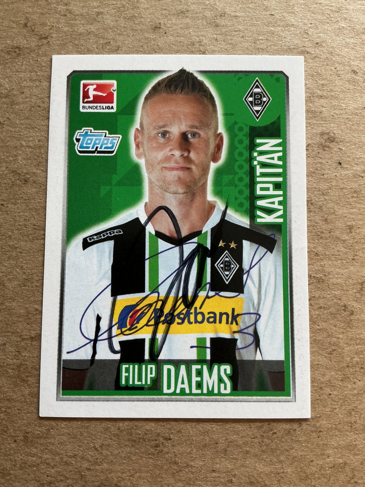 Filip Daems, Belgium 🇧🇪 Borussia Mönchengladbach 2014/15 Topps hand signed - Autographs-World