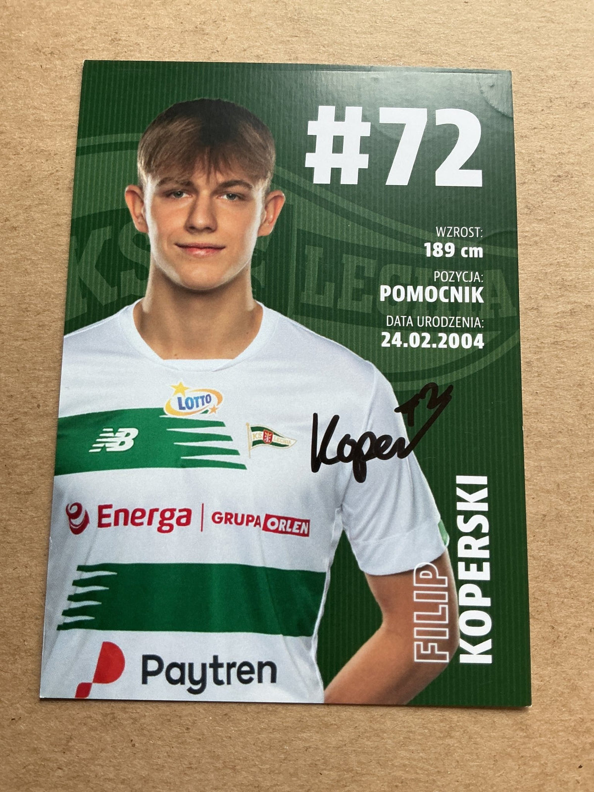 Filip Koperski, Poland 🇵🇱 Lechia Gdansk 2020/21 hand signed - Autographs-World