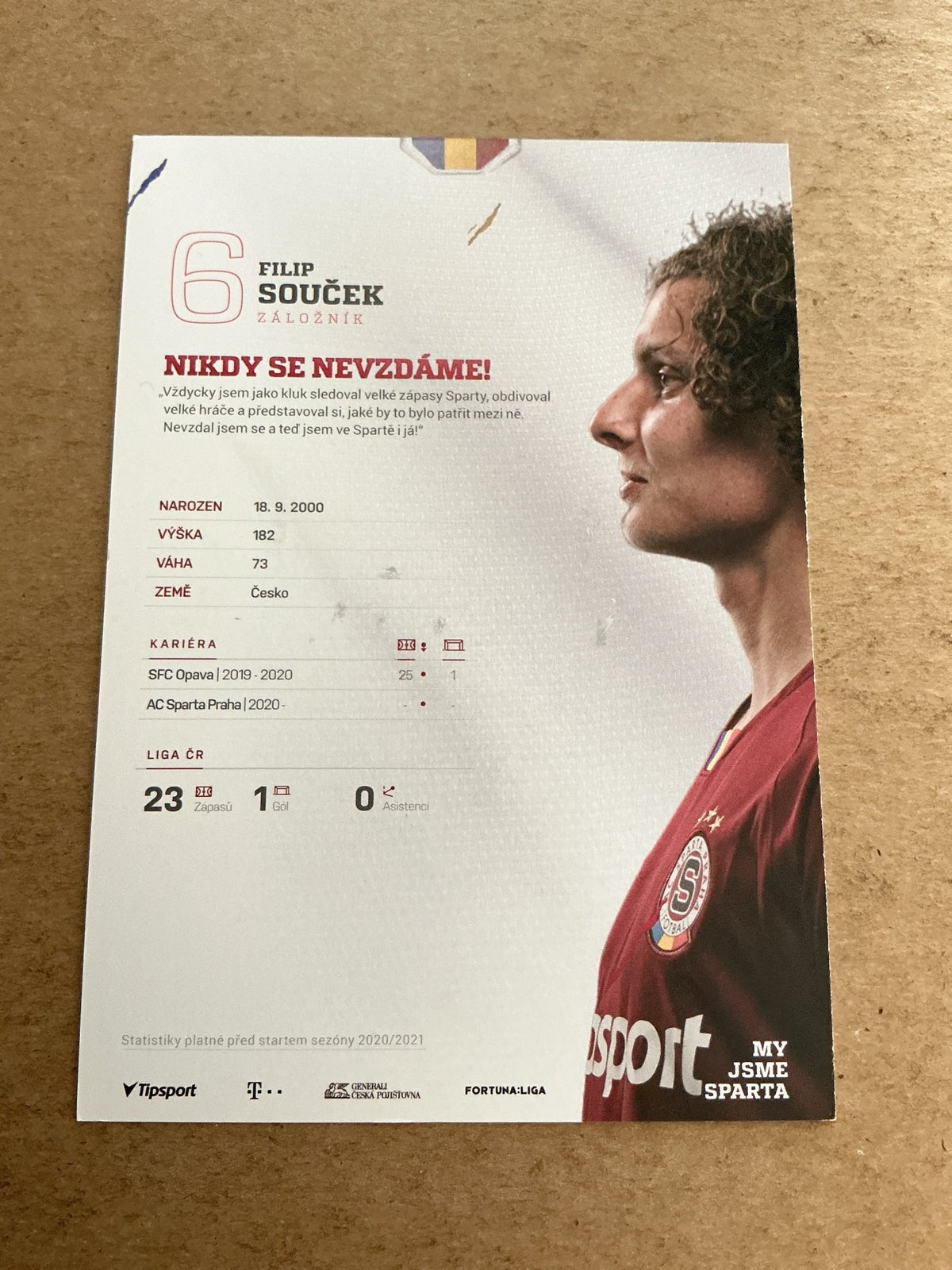 Filip Souček, Czech Republic 🇨🇿 AC Sparta Prague 2020/21 hand signed - Autographs-World