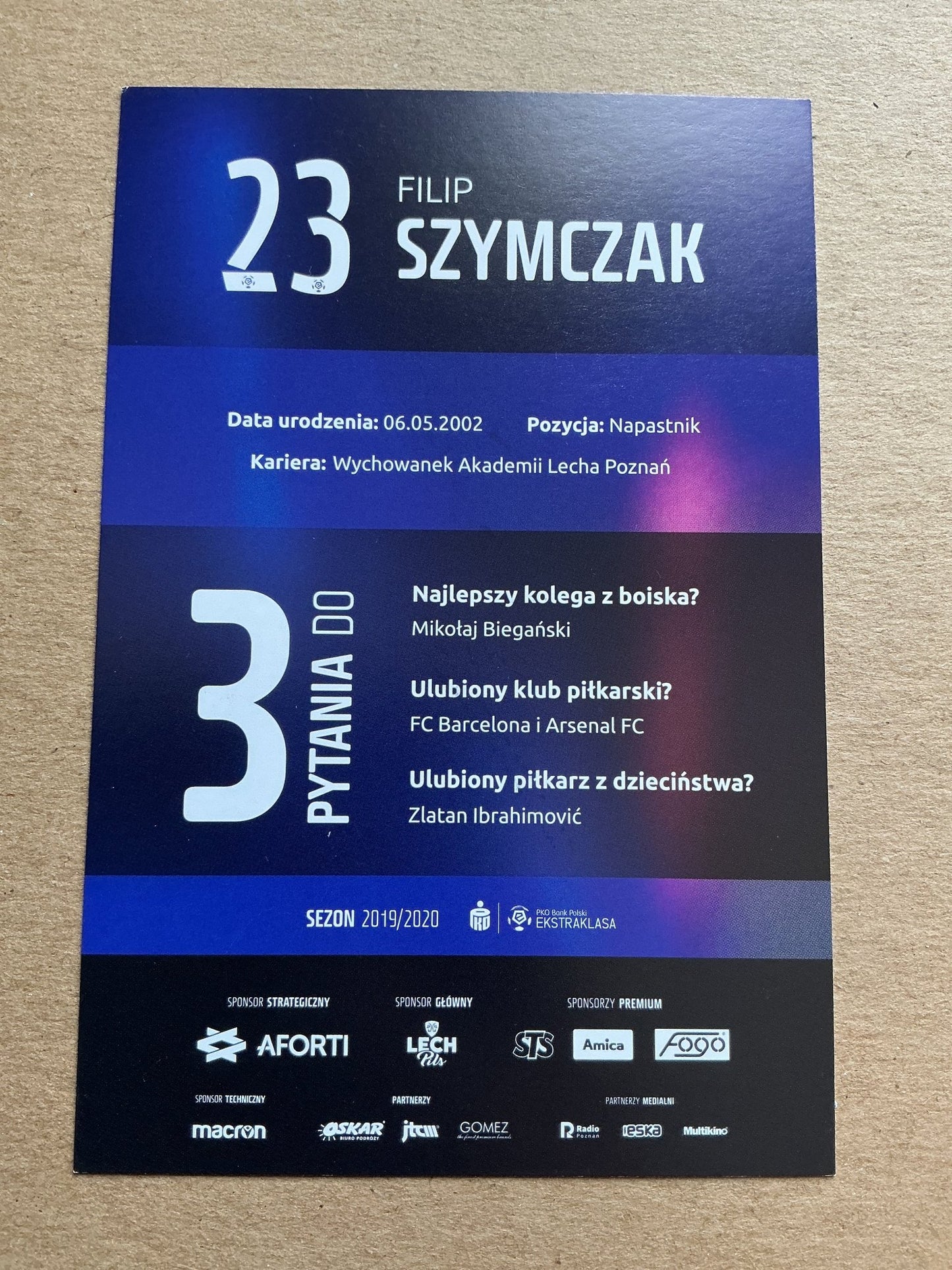 Filip Szymczak, Poland 🇵🇱 Lech Poznań 2019/20 hand signed - Autographs-World
