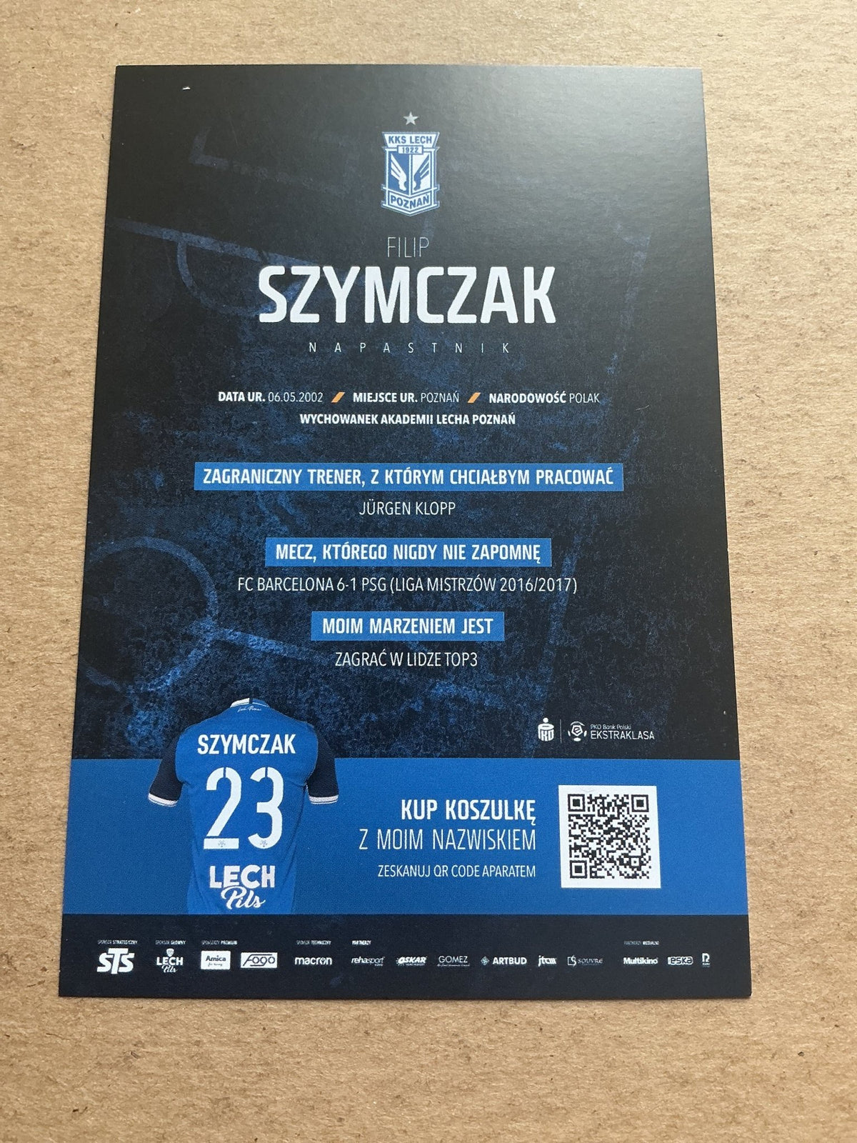 Filip Szymczak, Poland 🇵🇱 Lech Poznań 2020/21 hand signed - Autographs-World