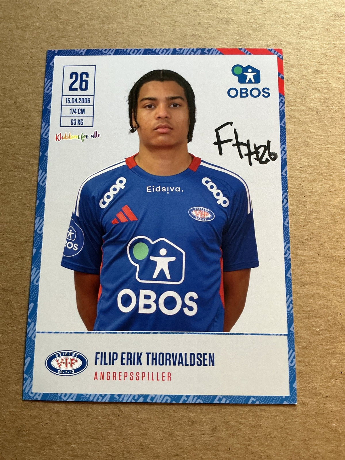 Filip Thorvaldsen, Norway 🇳🇴 Vålerenga Fotball 2024/25 hand signed - Autographs-World