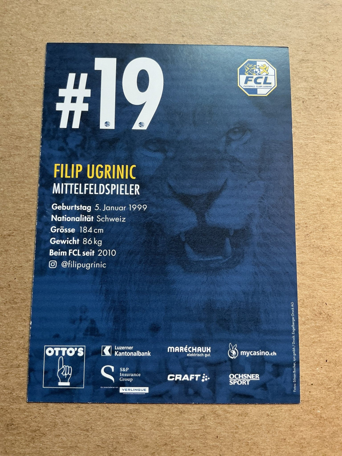 Filip Ugrinic, Switzerland 🇨🇭 FC Luzern 2020/21 hand signed - Autographs-World