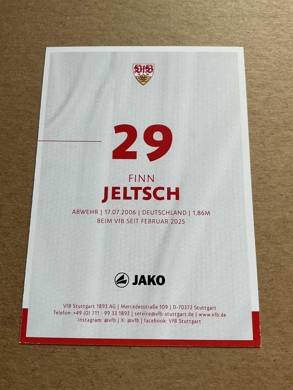 Finn Jeltsch, Germany 🇩🇪 VfB Stuttgart 2024/25 hand signed - Autographs-World