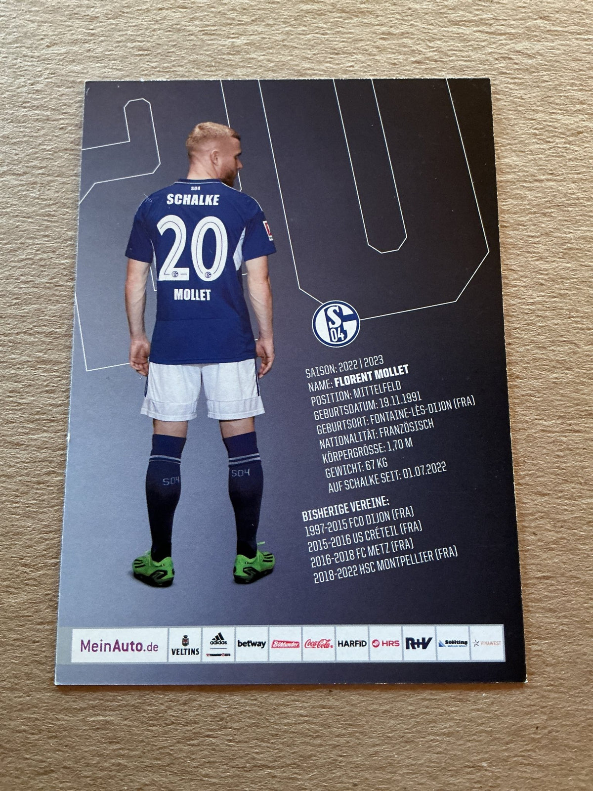 Florent Mollet, France 🇫🇷 FC Schalke 04 2022/23 hand signed - Autographs-World