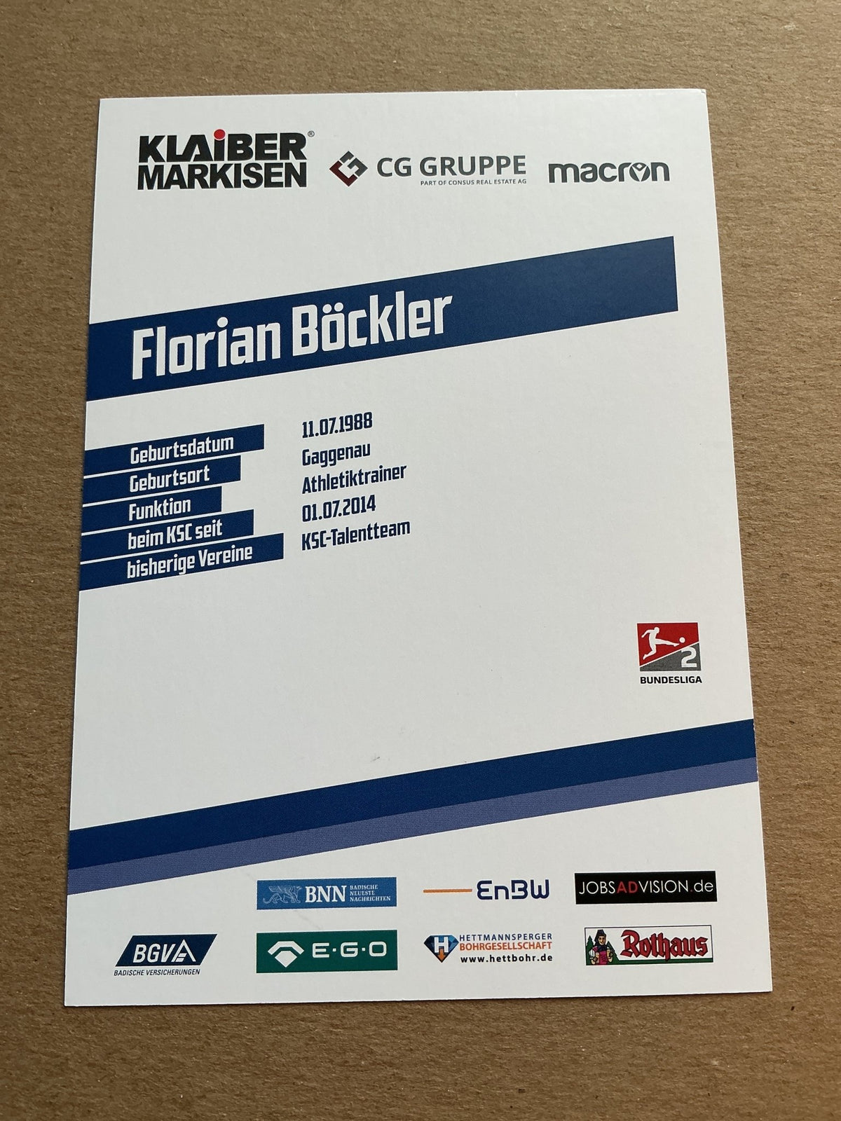 Florian Böckler, Germany 🇩🇪 Karlsruher SC 2019/20 hand signed - Autographs-World