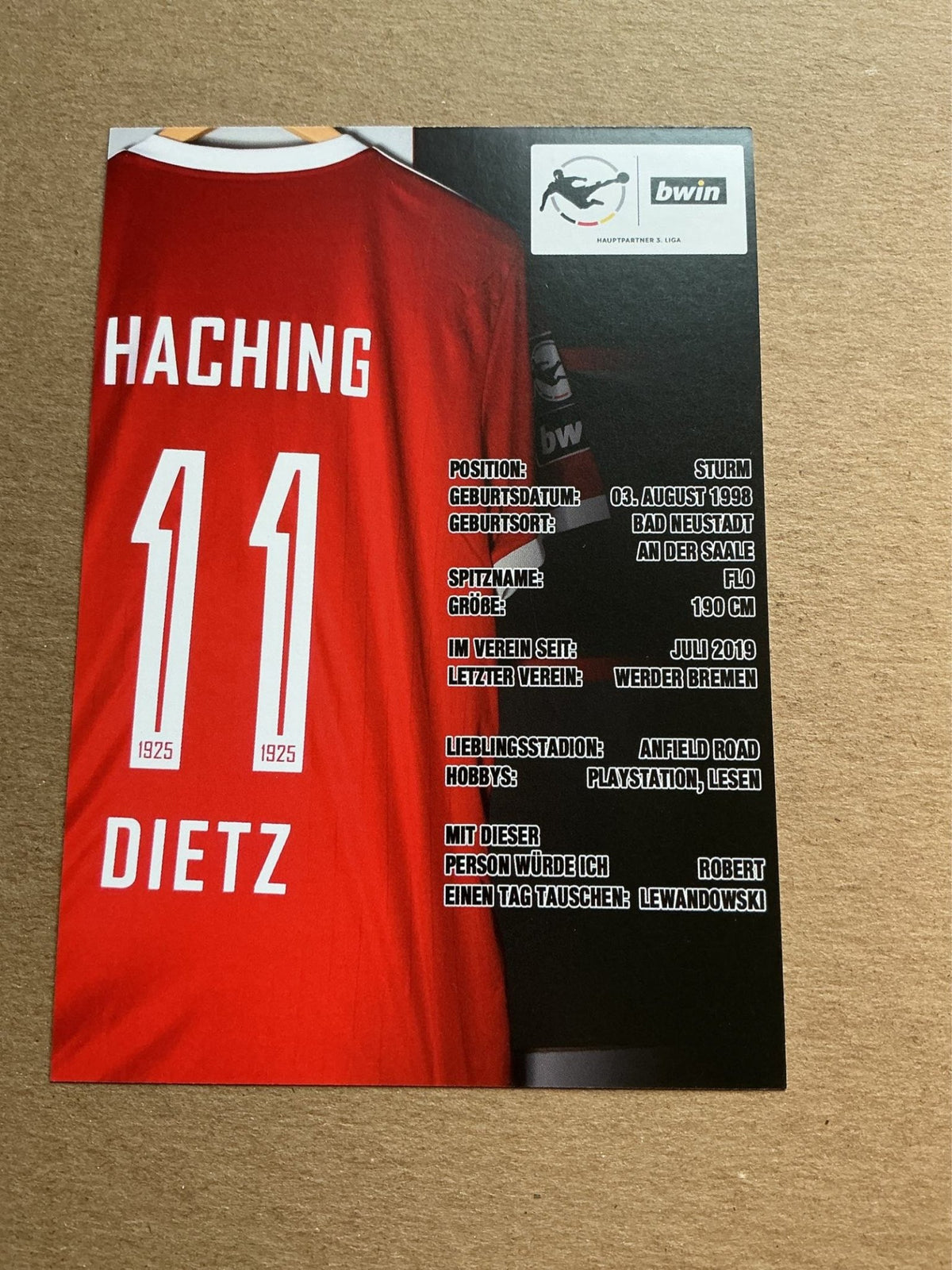Florian Dietz, Germany 🇩🇪 SpVgg Unterhaching 2019/20 hand signed - Autographs-World