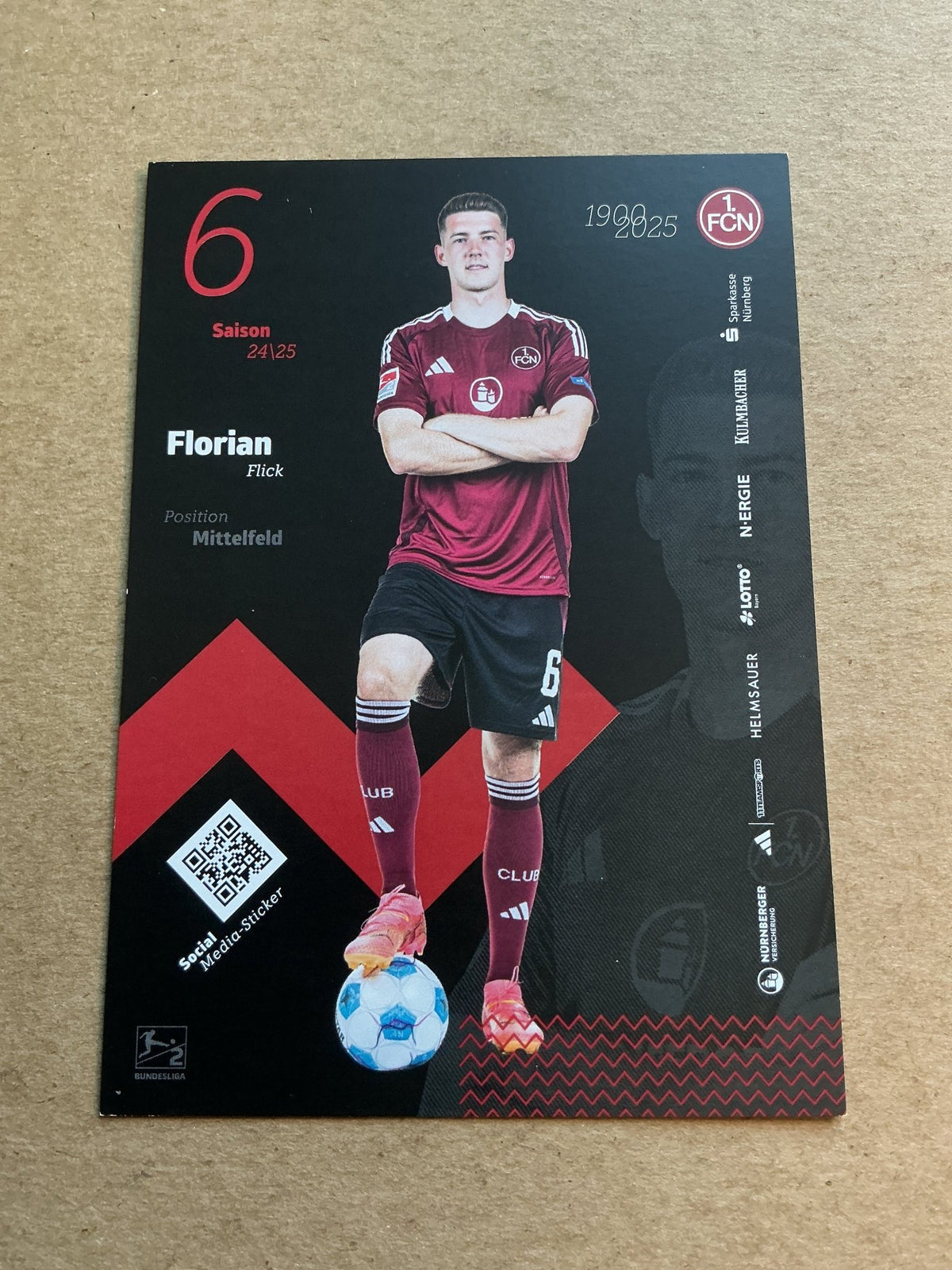 Florian Flick, Germany 🇩🇪 1.FC Nürnberg 2024/25 hand signed - Autographs-World