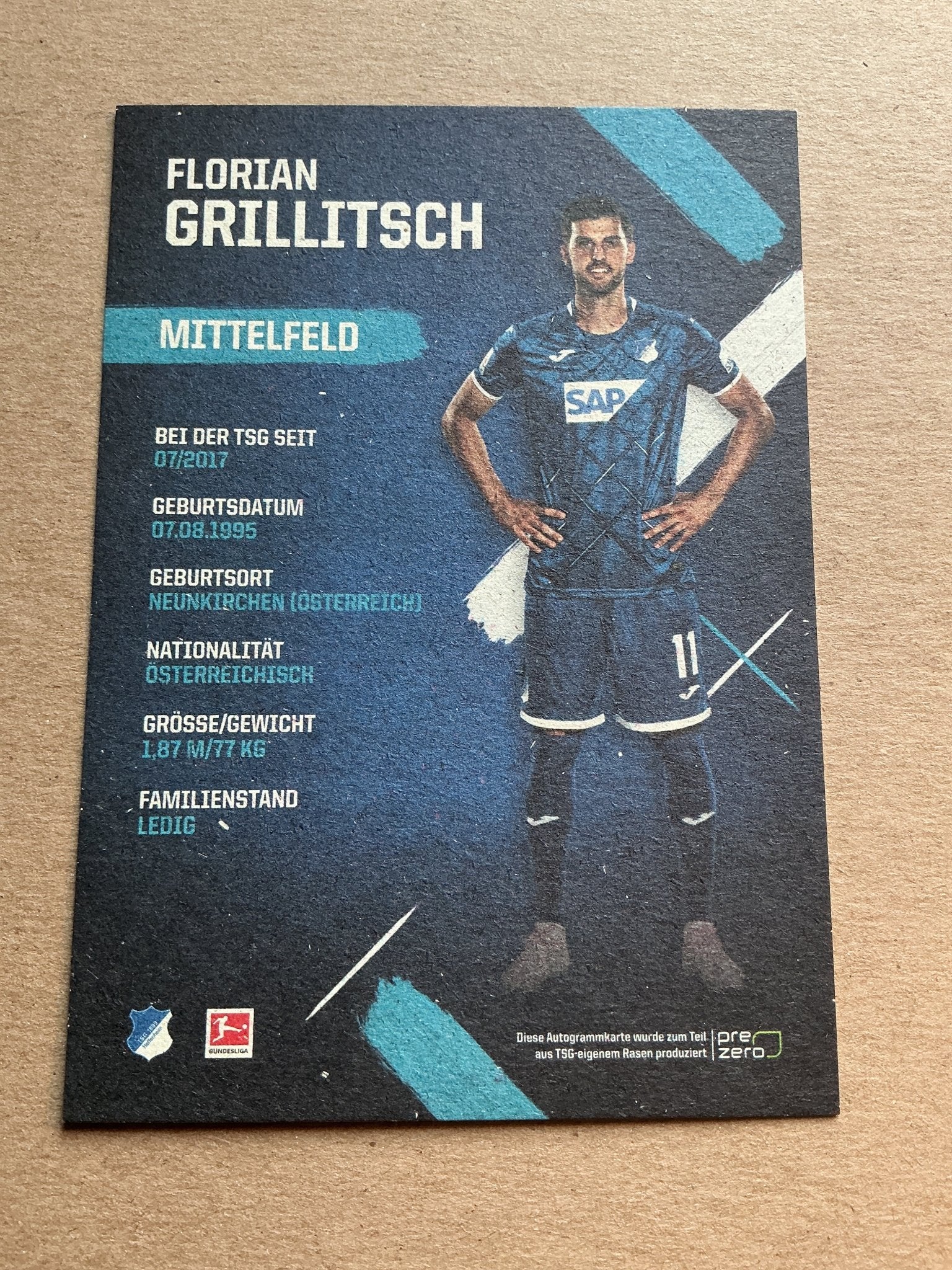 Florian Grillitsch, Austria 🇦🇹 TSG 1899 Hoffenheim 2019/20 hand signed - Autographs-World