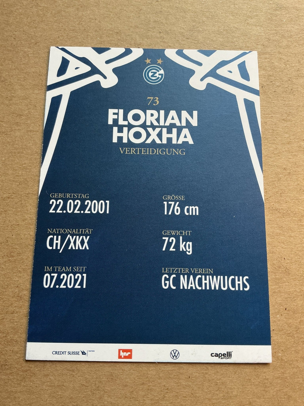Florian Hoxha, Kosovo 🇽🇰 Grasshopper Club Zürich 2023/24 hand signed - Autographs-World