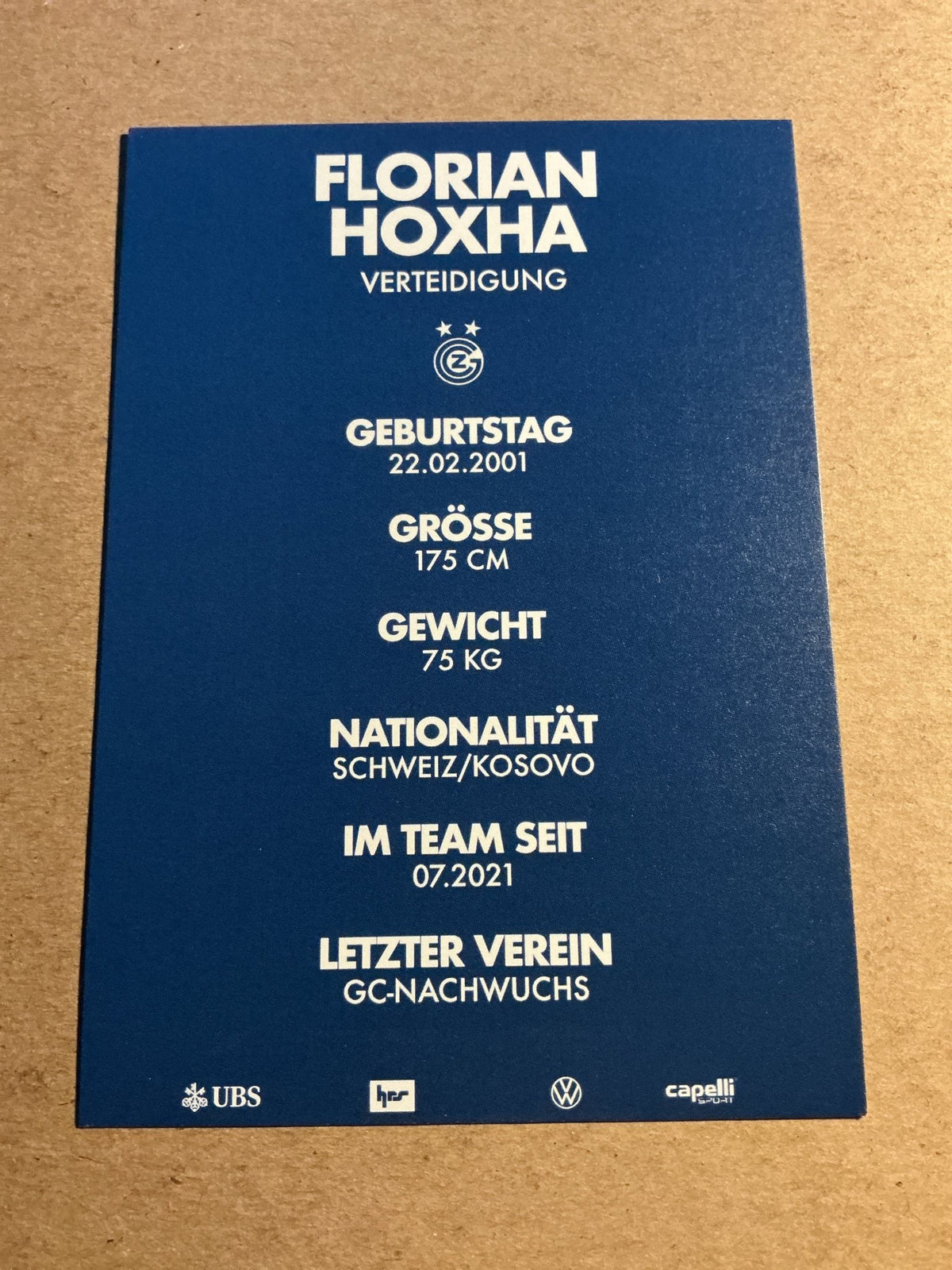 Florian Hoxha, Kosovo 🇽🇰 Grasshopper Zürich 2024/25 hand signed - Autographs-World