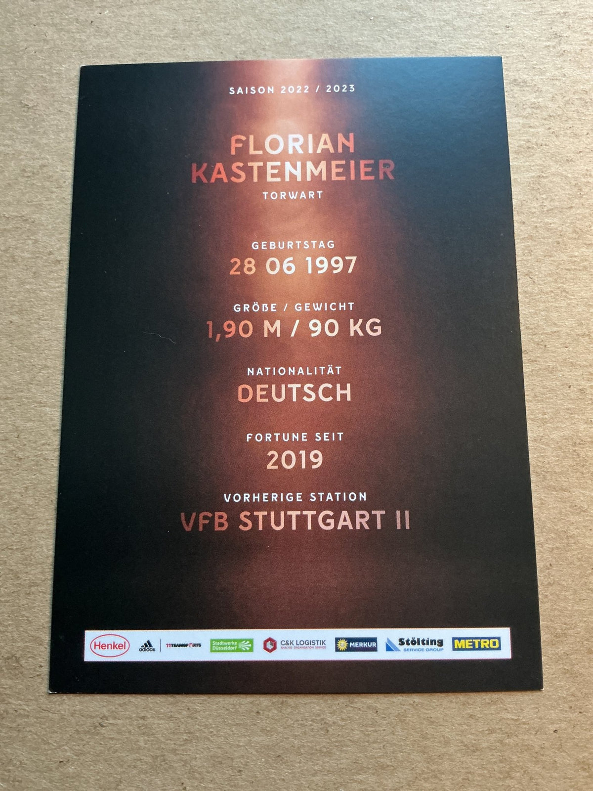 Florian Kastenmeier, Germany 🇩🇪 Fortuna Düsseldorf 2022/23 hand signed - Autographs-World
