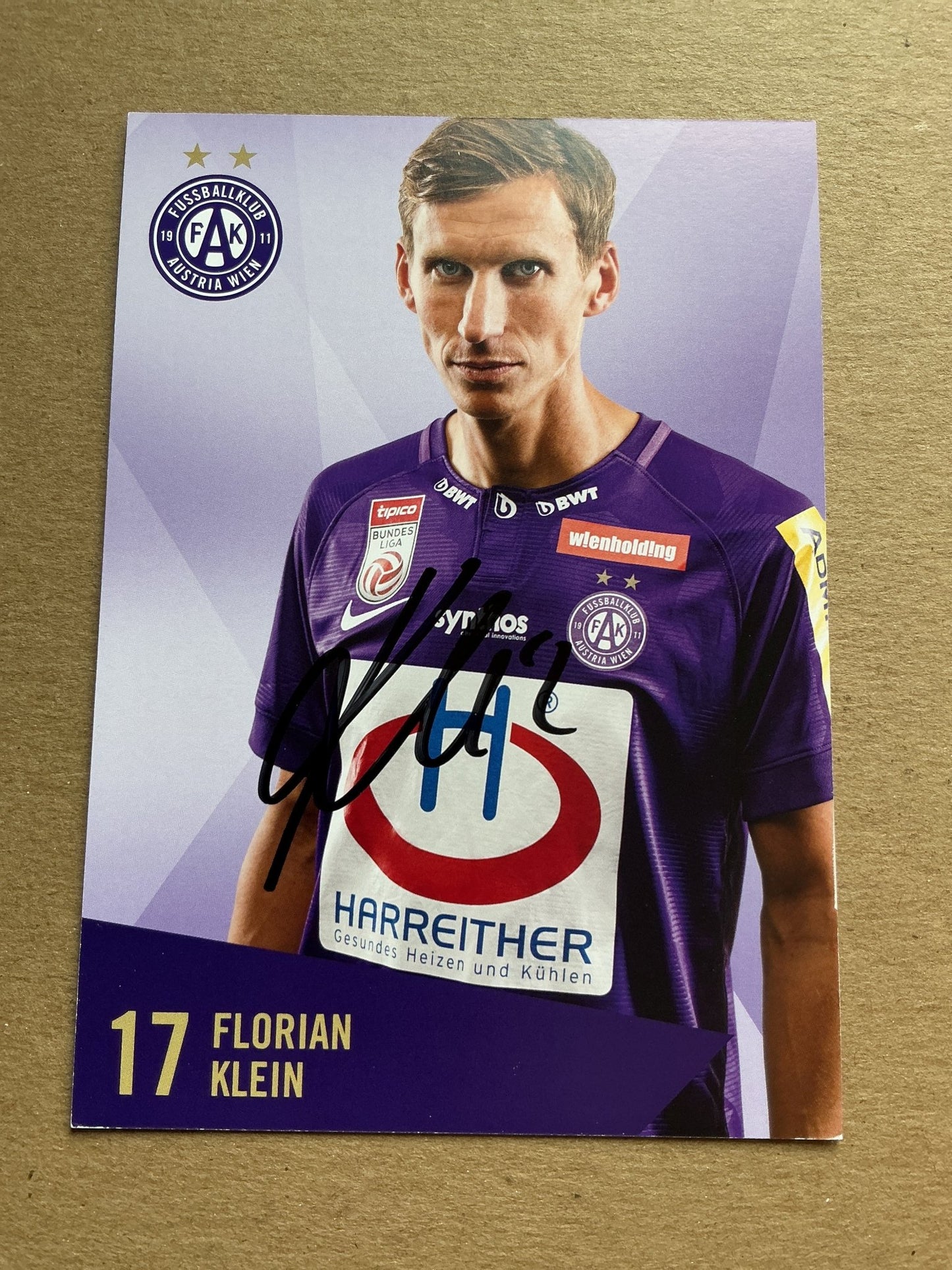 Florian Klein, Austria 🇦🇹 Austria Wien 2019/20 hand signed - Autographs-World