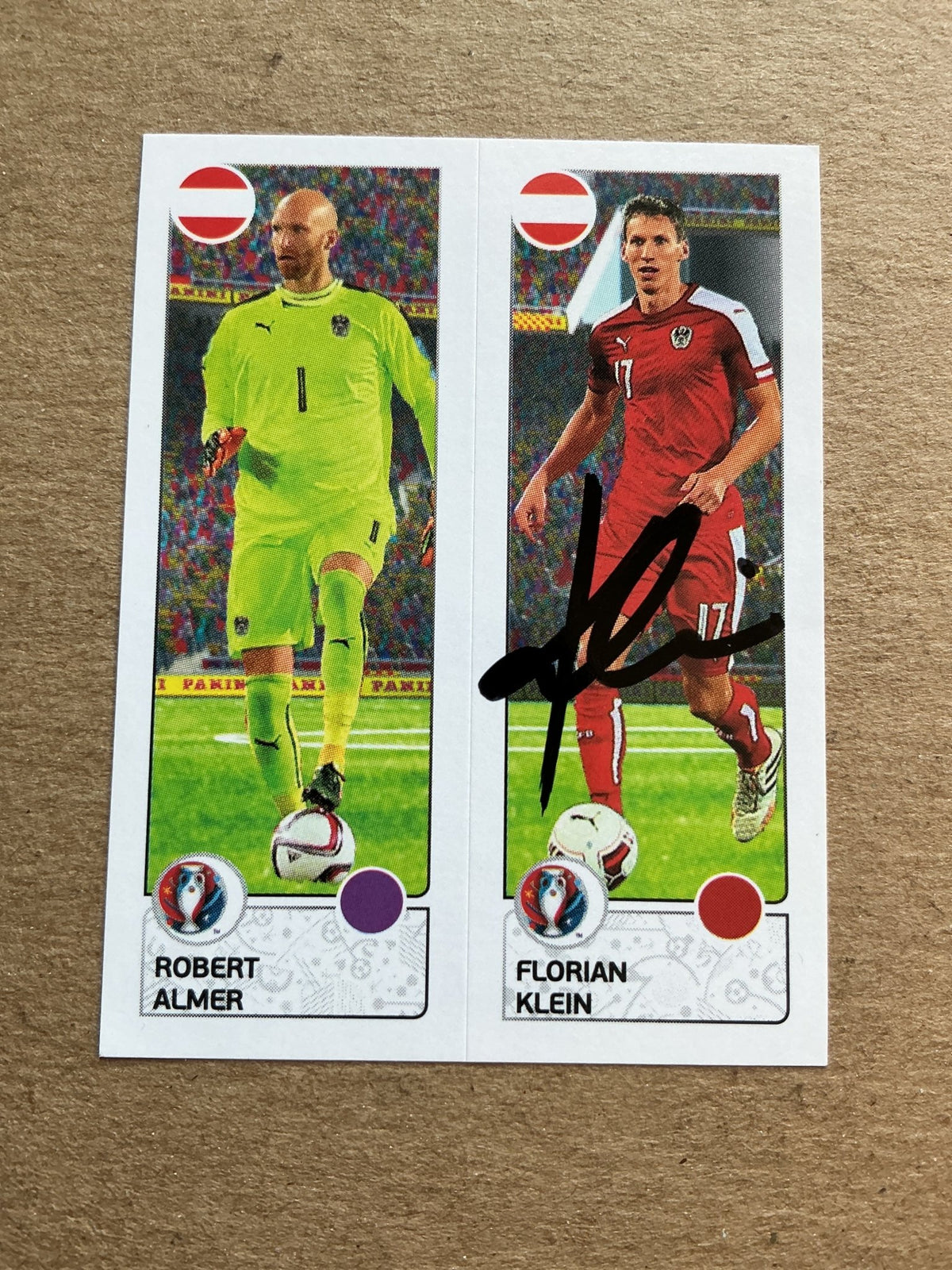 Florian Klein, Austria 🇦🇹 UEFA Euro 2016 Panini hand signed - Autographs-World