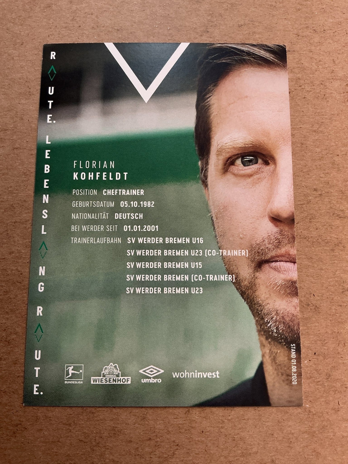 Florian Kohfeldt, Germany 🇩🇪 SV Werder Bremen 2020/21 hand signed - Autographs-World