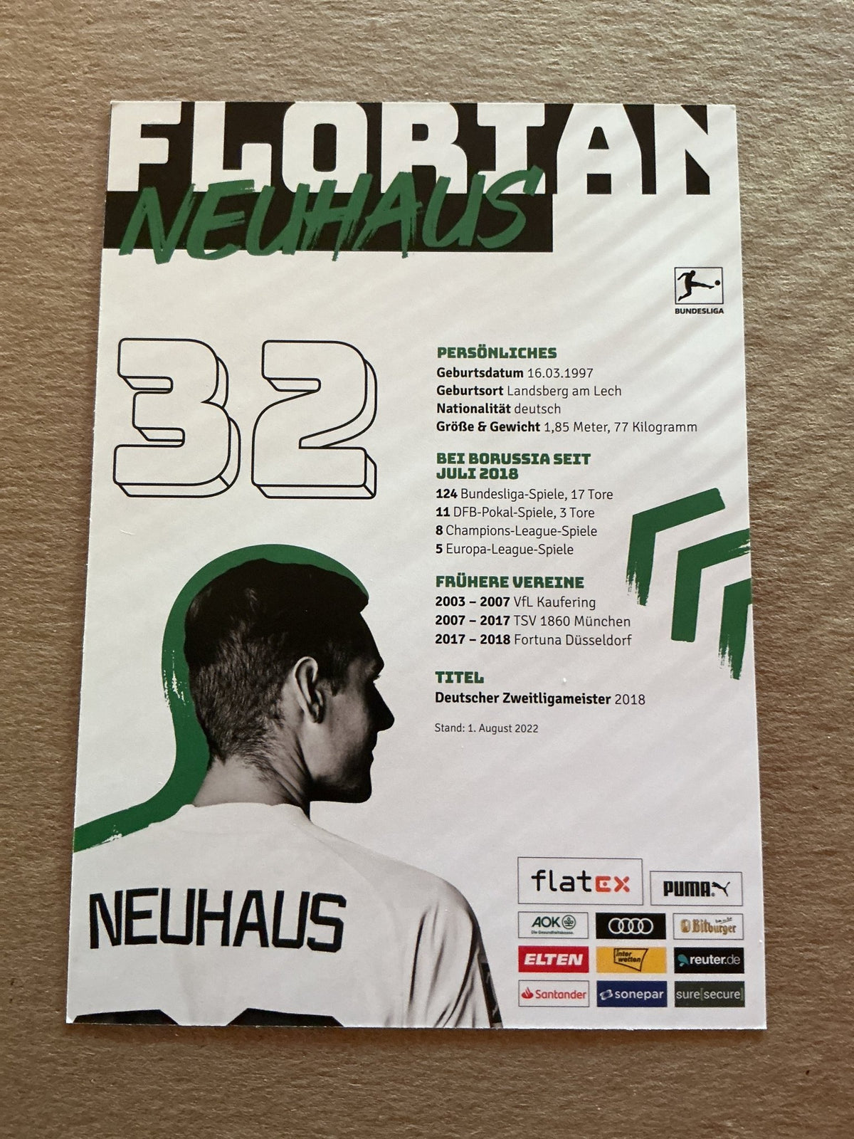 Florian Neuhaus, Germany 🇩🇪 Borussia Mönchengladbach 2022/23 hand signed - Autographs-World